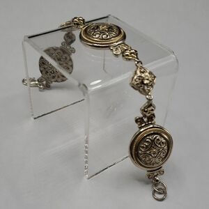 Artist Elegance AE 14K/Sterling Silver Intricate Medallions 7.5" Bracelet